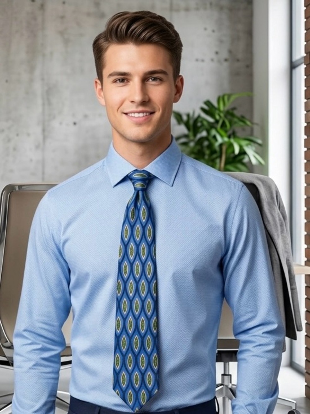 H&M Men's New Slim Fit Micro Dobby Blue Dress Shirt M NWOT NEW ARRIVALS